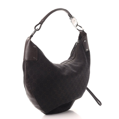 Gucci Denim Monogram Half Moon Hobo Dark Brown 3 of 13