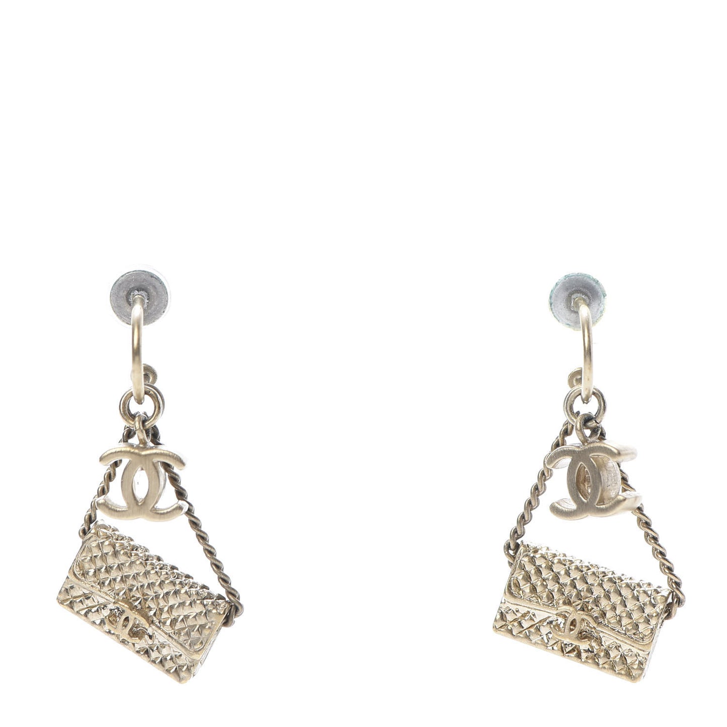 CC Flap Bag Drop Earrings Gold