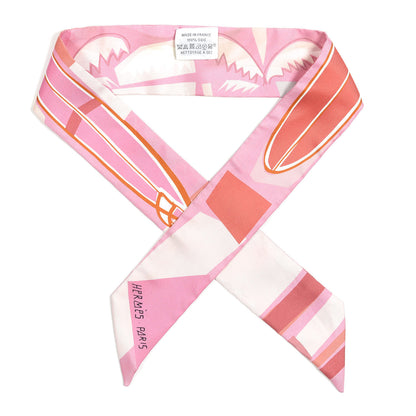 Hermes Silk Sea Surf and Fun Twilly Rose Rouge Corail 1 of 4