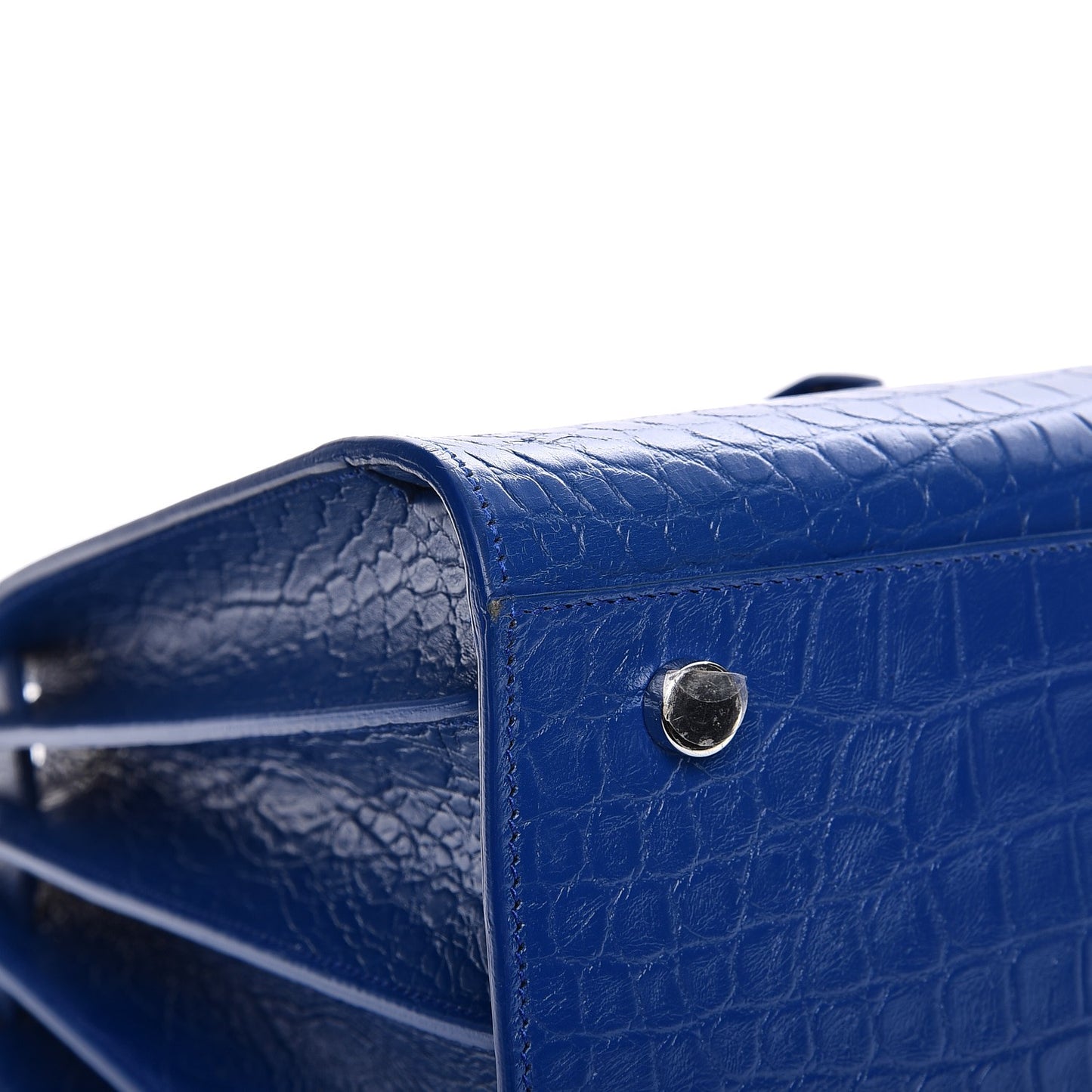 Calfskin Crocodile Embossed Small Sac De Jour Royal Blue