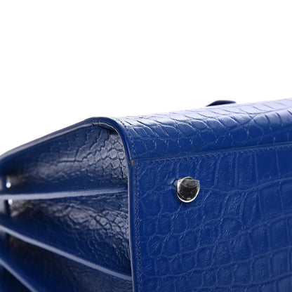 Saint Laurent Calfskin Crocodile Embossed Small Sac De Jour Royal Blue 10 of 10