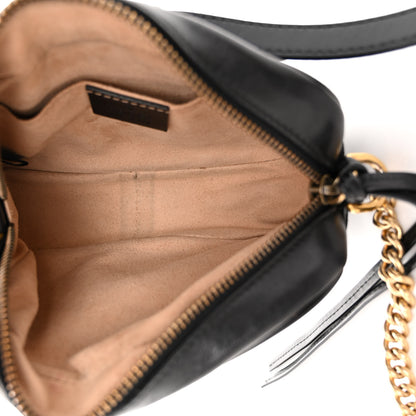 Gucci Calfskin Matelasse Mini GG Marmont Chain Shoulder Bag Black 9 of 19