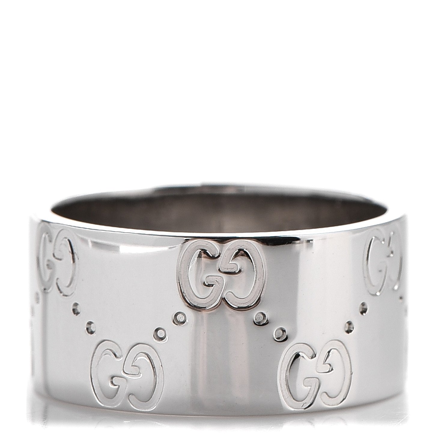 18K White Gold 9mm Icon Band Ring 50.6 5.5