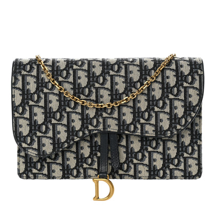Christian Dior Oblique Saddle Chain Pouch Blue 1 of 13
