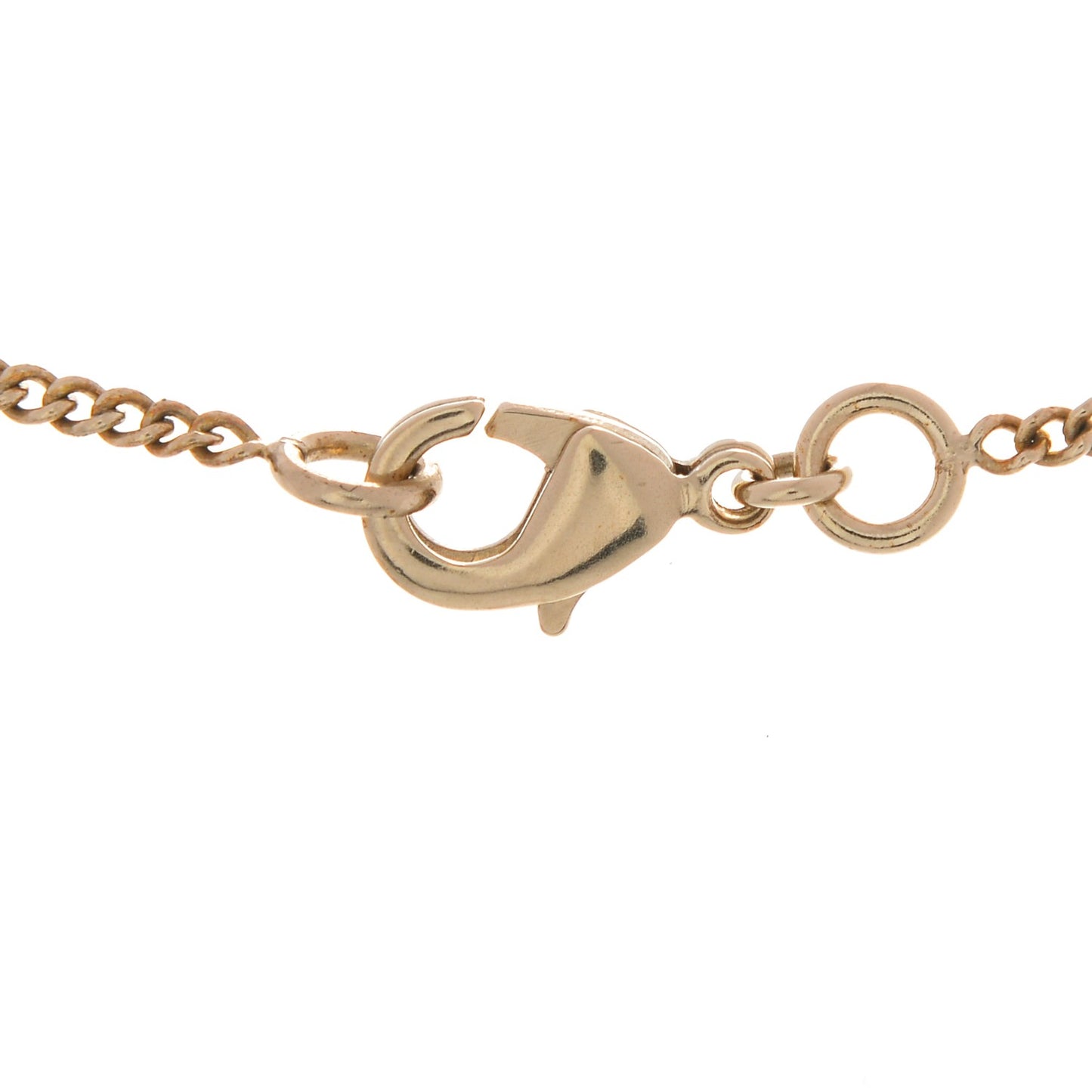 Crystal Pearl CC Pendant Necklace Gold