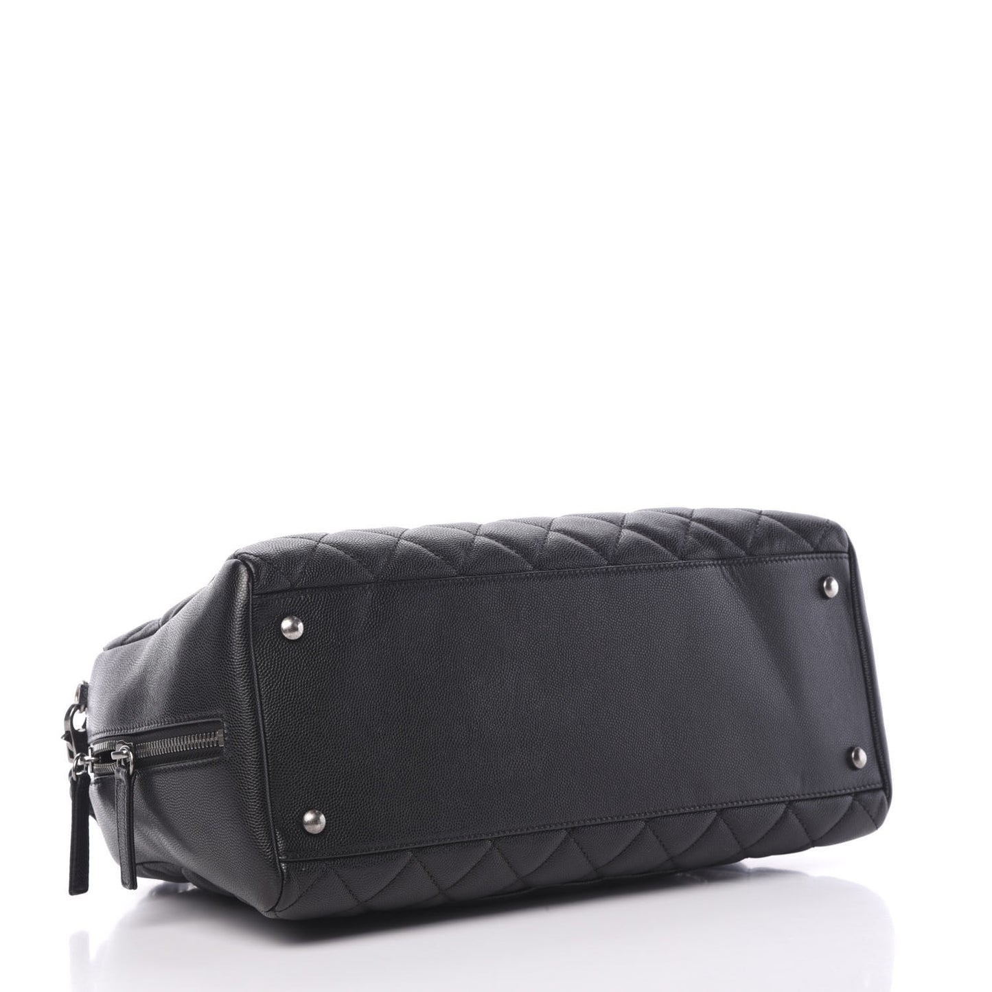 Caviar Quilted Large Coco Handle Bowling Bag Black