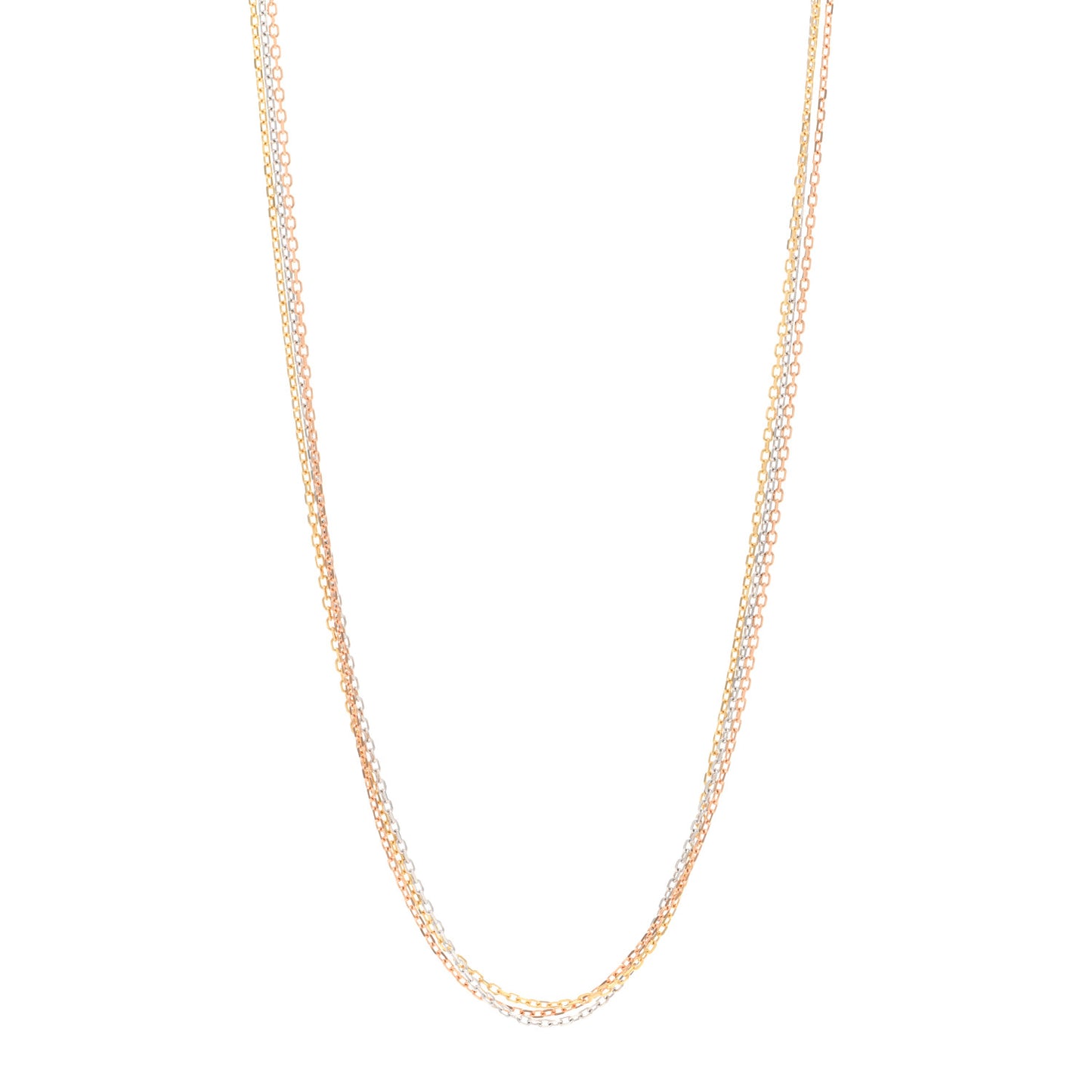 18K Pink Yellow White Gold Three Chain Necklace