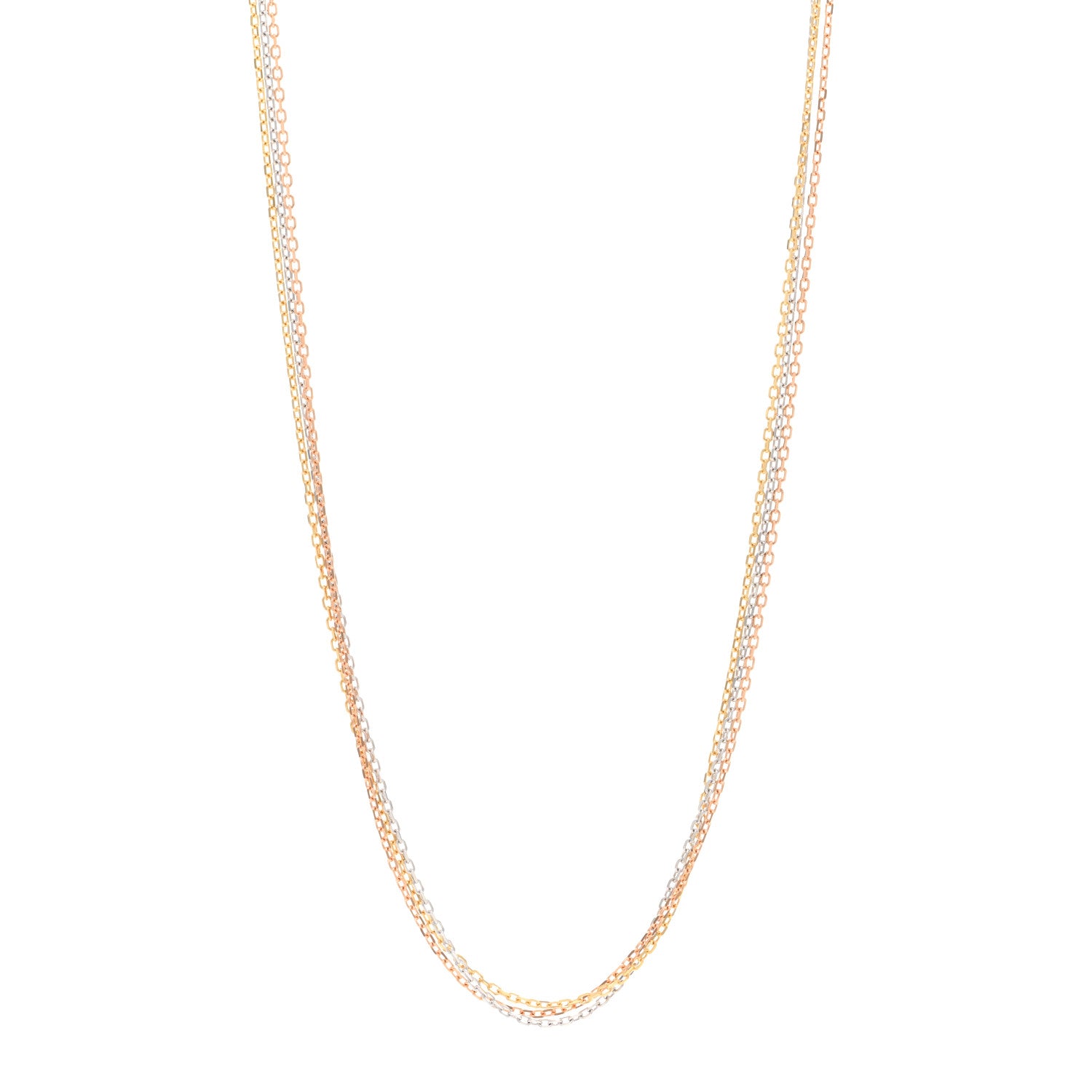 Cartier 18K Pink Yellow White Gold Three Chain Necklace 1 of 5