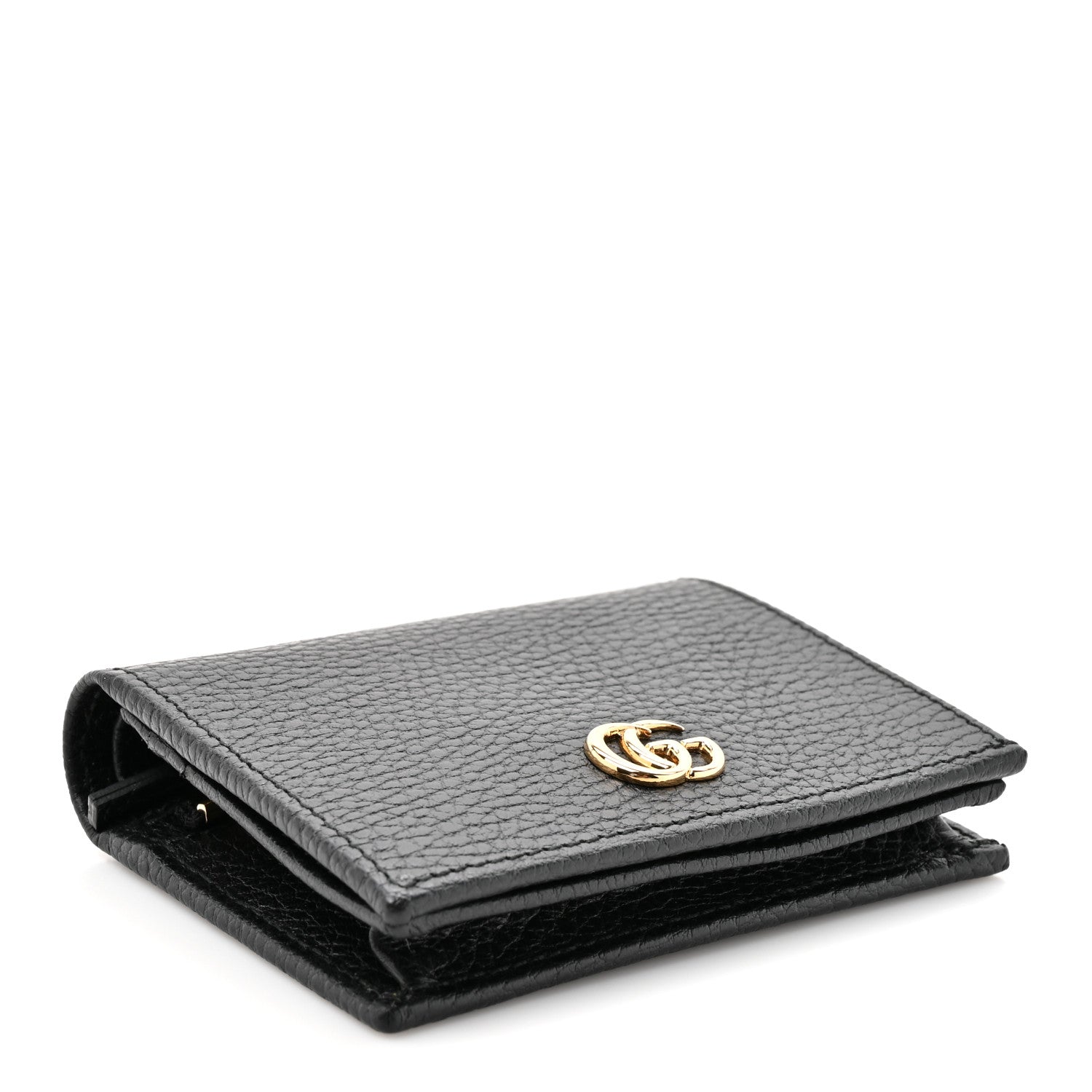Gucci Pebbled Calfskin GG Marmont Card Case Black 1860844