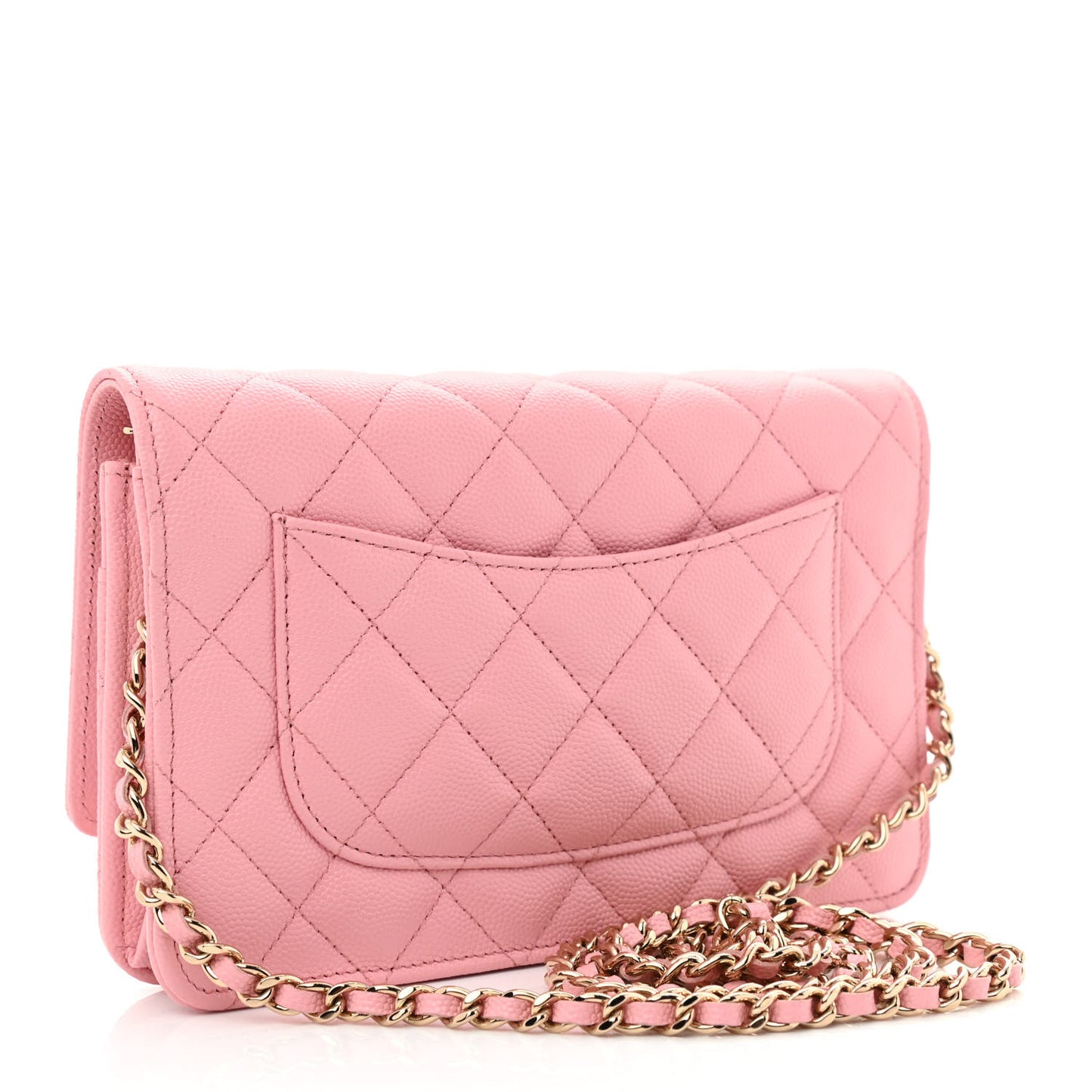 Caviar Quilted Wallet on Chain WOC Light Pink