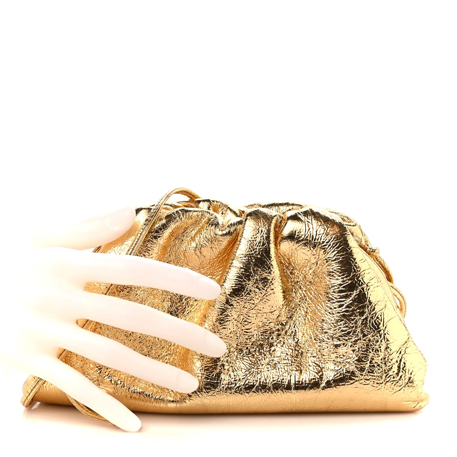 Bottega Veneta Metallic Crinkled Lambskin The Mini Pouch Oro 3 of 12