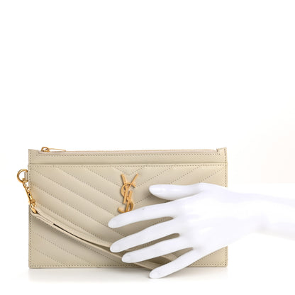 Saint Laurent Grain De Poudre Chevron Monogram Large Bill Pouch Blanc Vintage 2 of 11