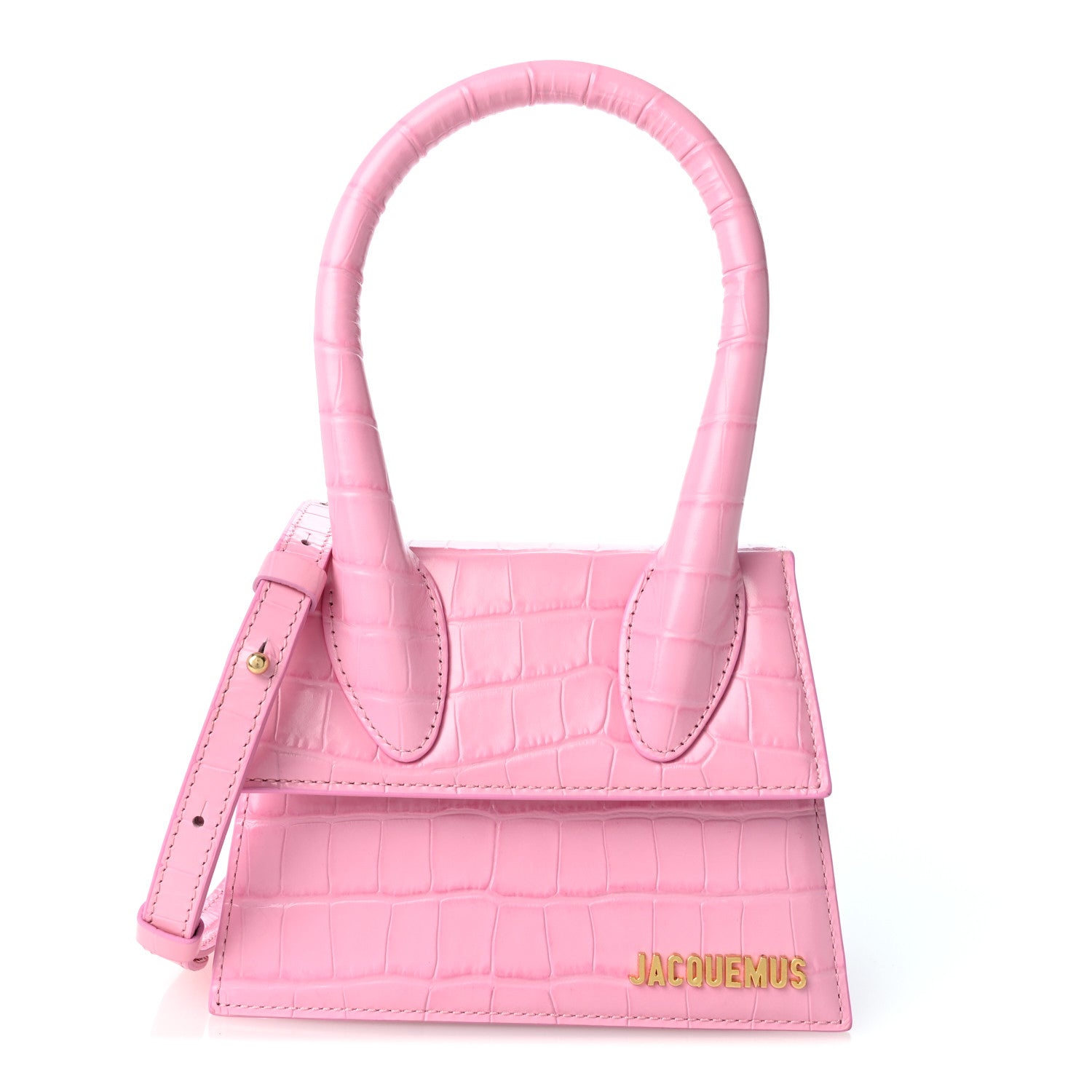 Jacquemus Calfskin Crocodile Embossed Le Chiquito Moyen Pink 1 of 8