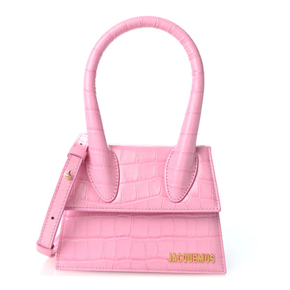 Jacquemus Calfskin Crocodile Embossed Le Chiquito Moyen Pink 1 of 8