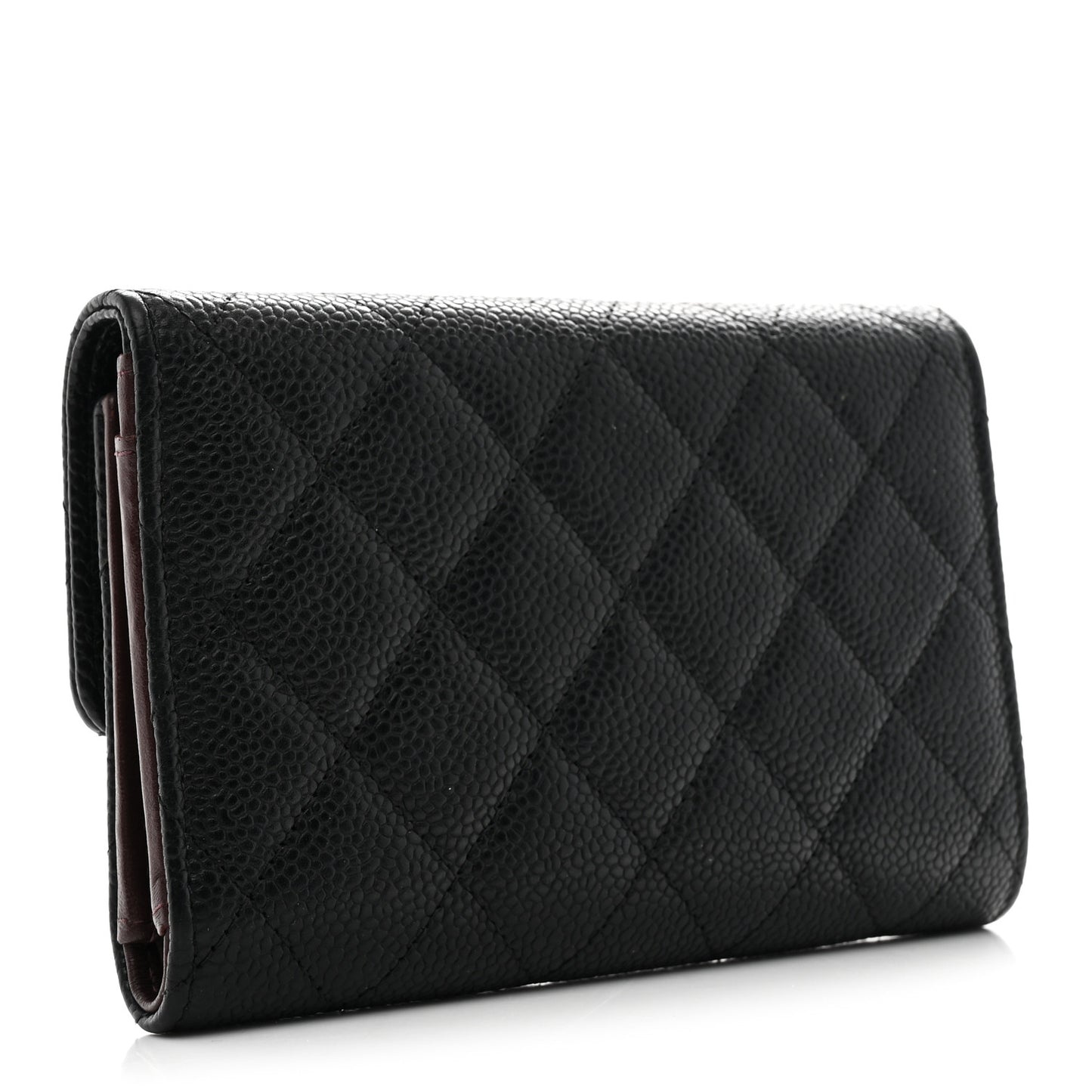 Caviar Quilted Medium Flap Wallet Black