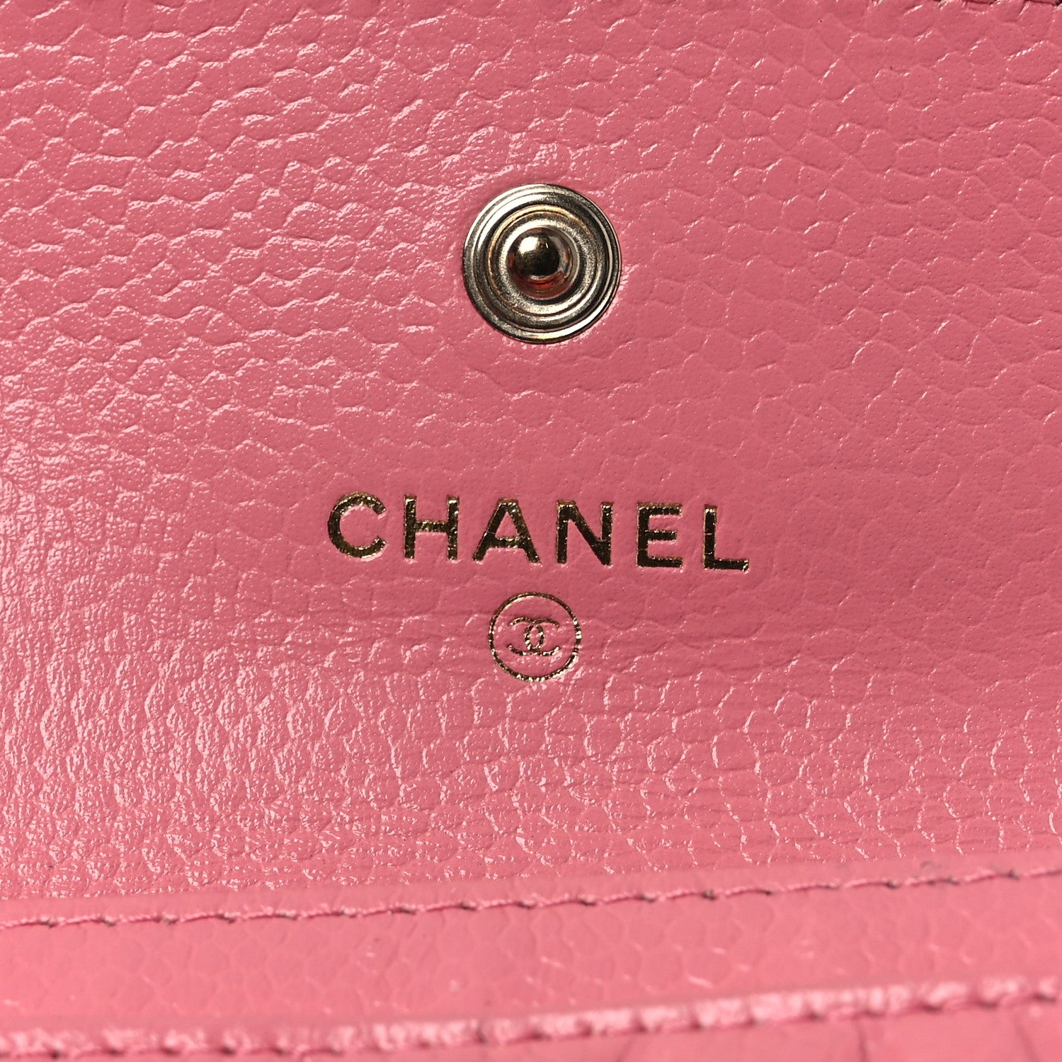 Chanel Caviar Camellia Embossed Card Holder Wallet Pink 6 of 10