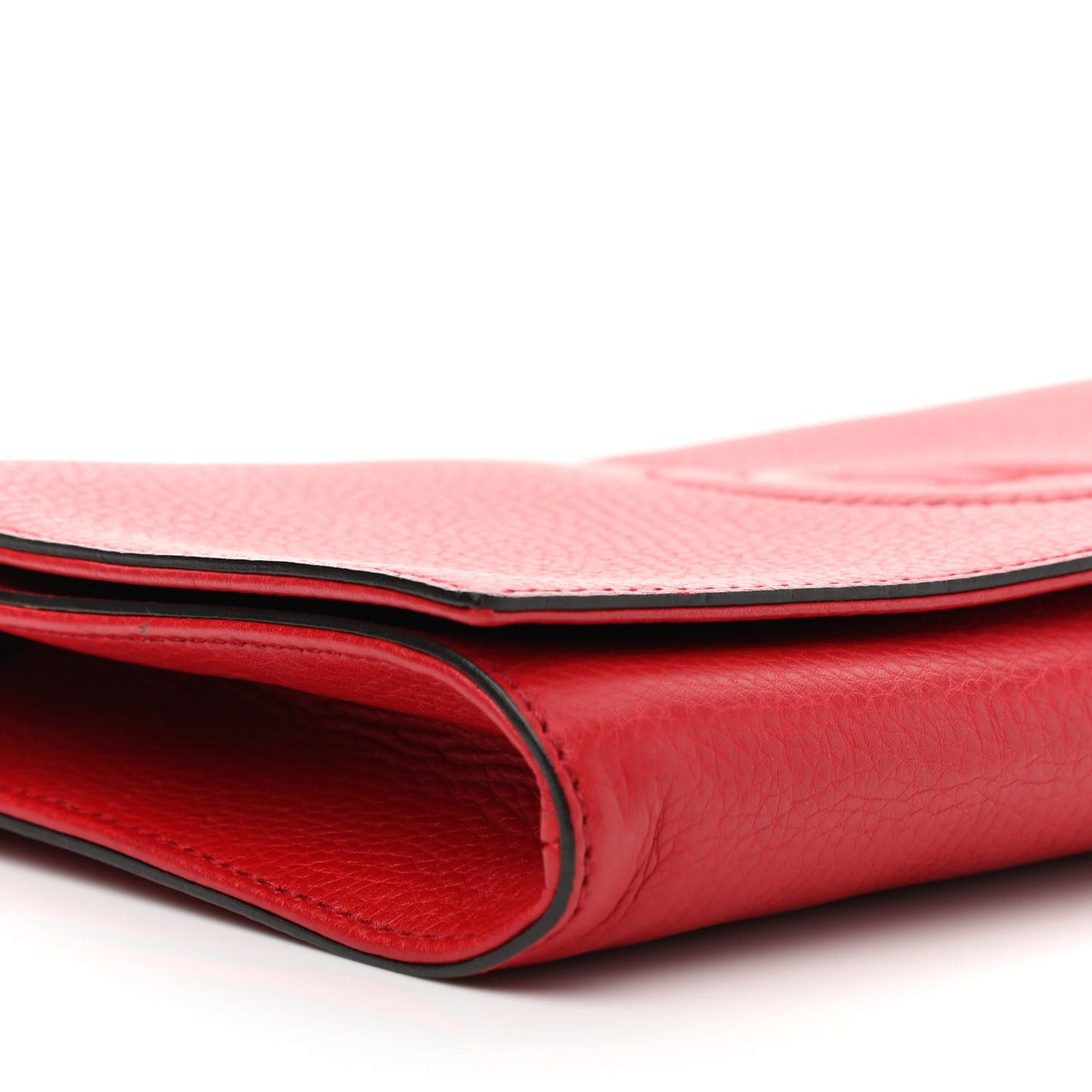 Pebbled Calfskin Medium Soho Clutch Red
