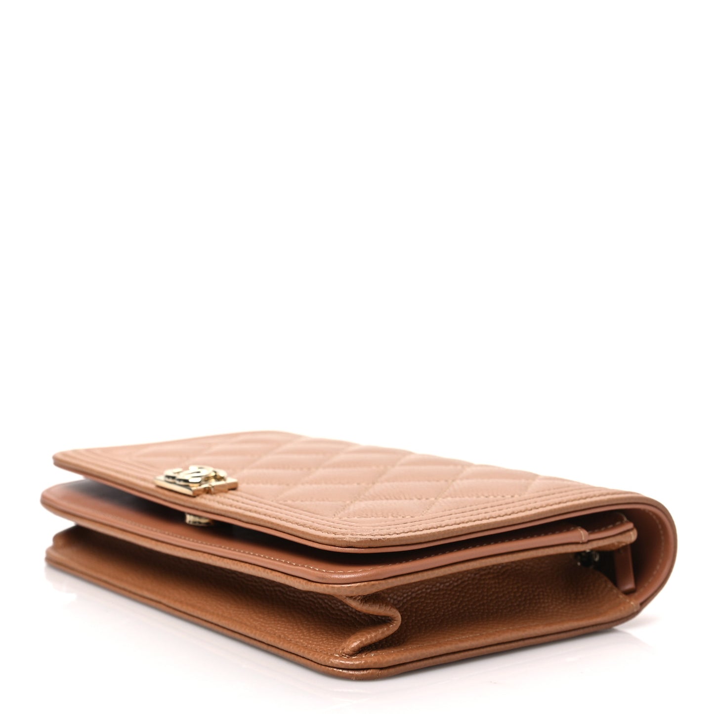 Caviar Quilted Boy Wallet On Chain WOC Brown