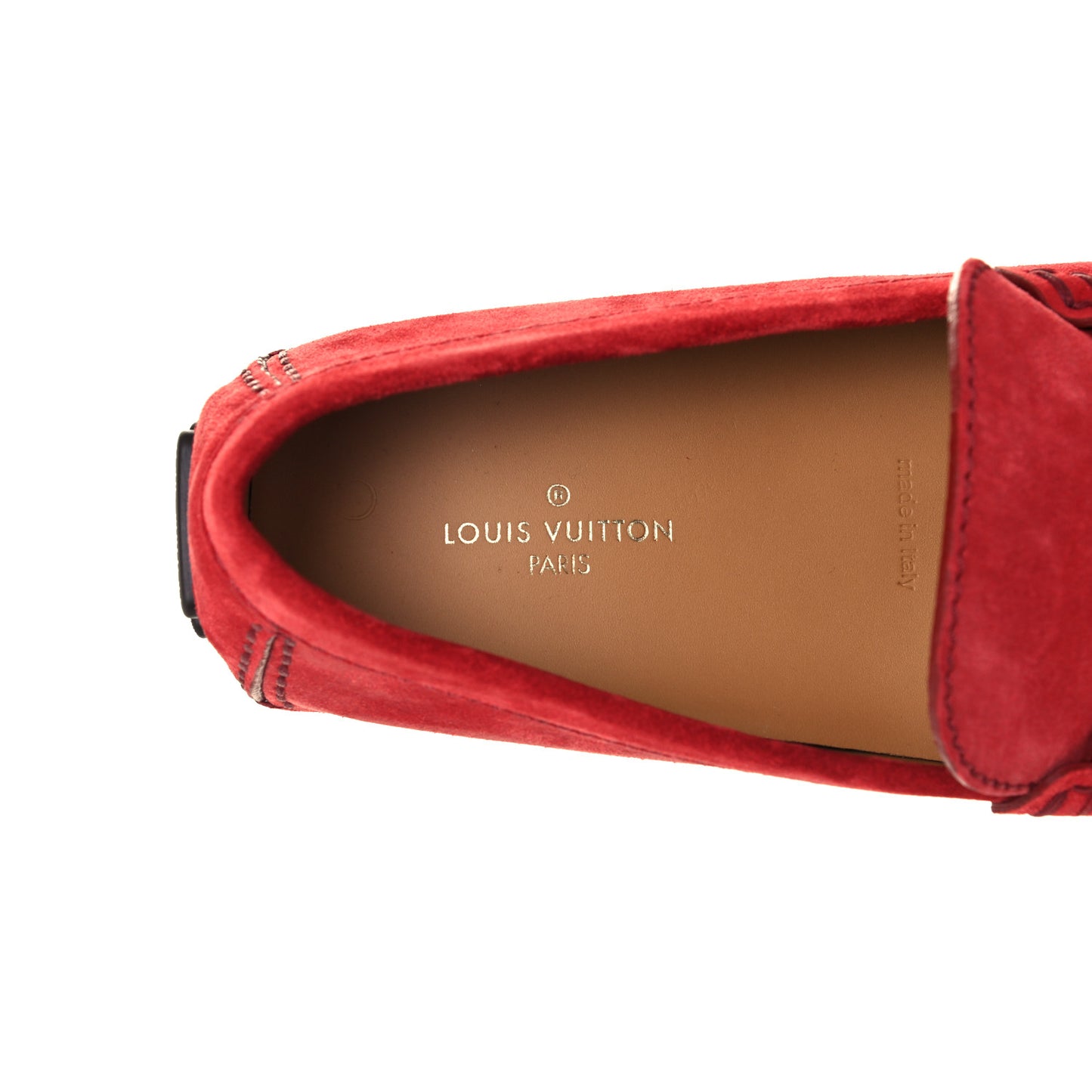 Suede Calfskin Mens LV Porto Vecchio Moccasin Loafers 8 Red