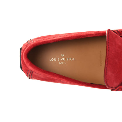 Louis Vuitton Suede Calfskin Mens LV Porto Vecchio Moccasin Loafers 8 Red 11 of 11