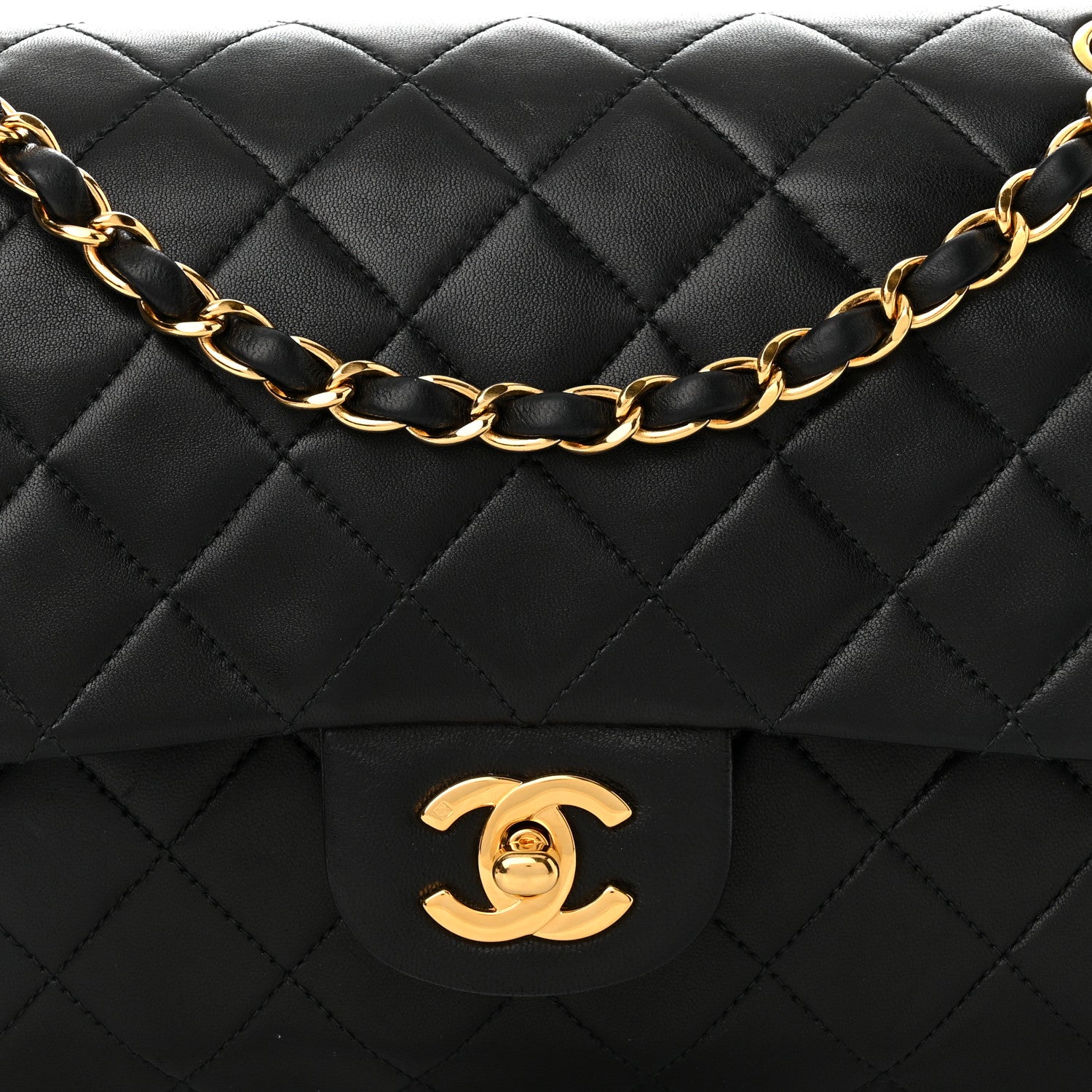 Chanel Lambskin Quilted Medium Double Flap Black 8 of 10