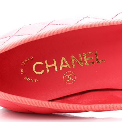 Chanel Lambskin Quilted CC Cap Toe Ballerina Flats 36 Pink Red 7 of 9