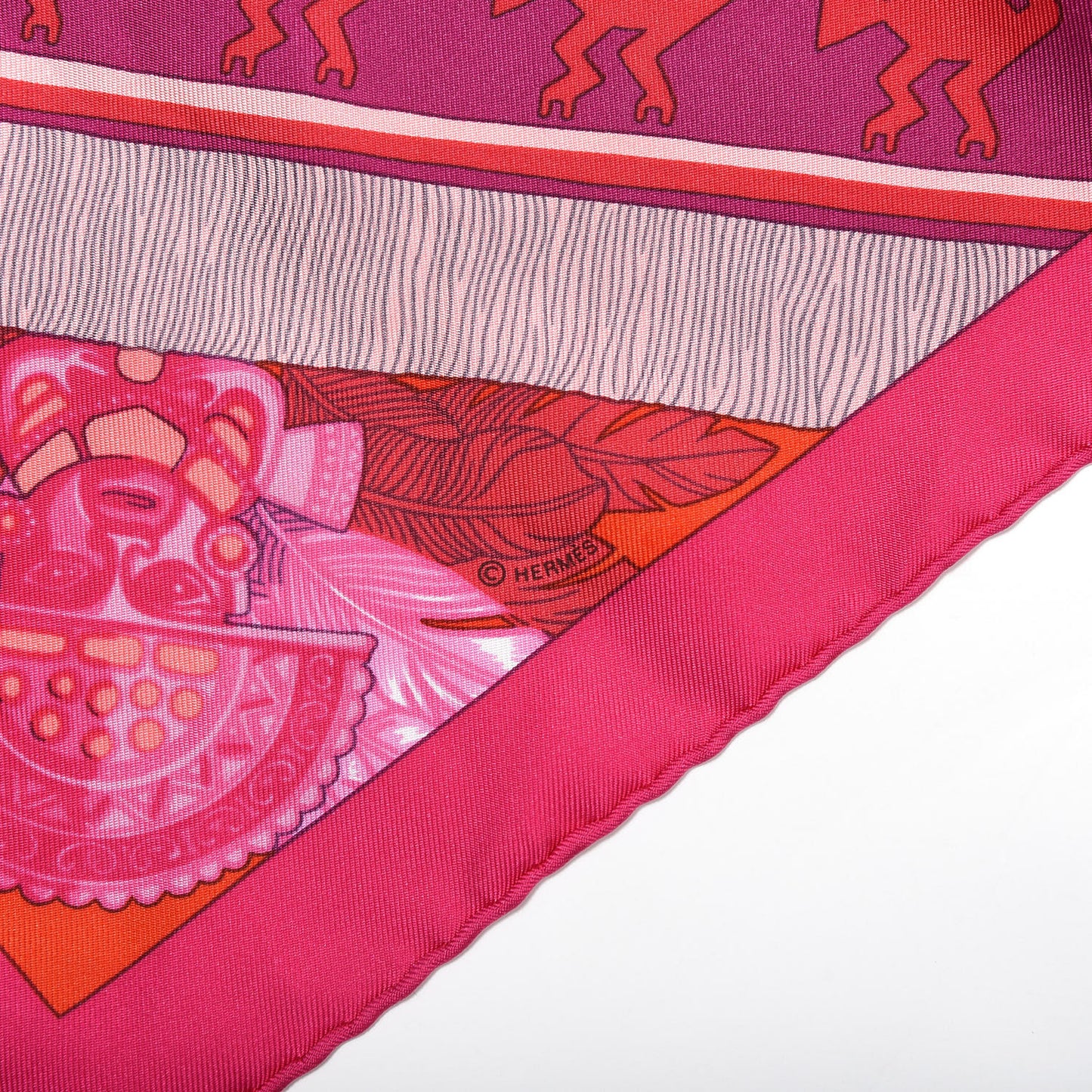 Silk Twill Huaca Piru Pocket Square Scarf Fuchsia Rouge Rose Pale