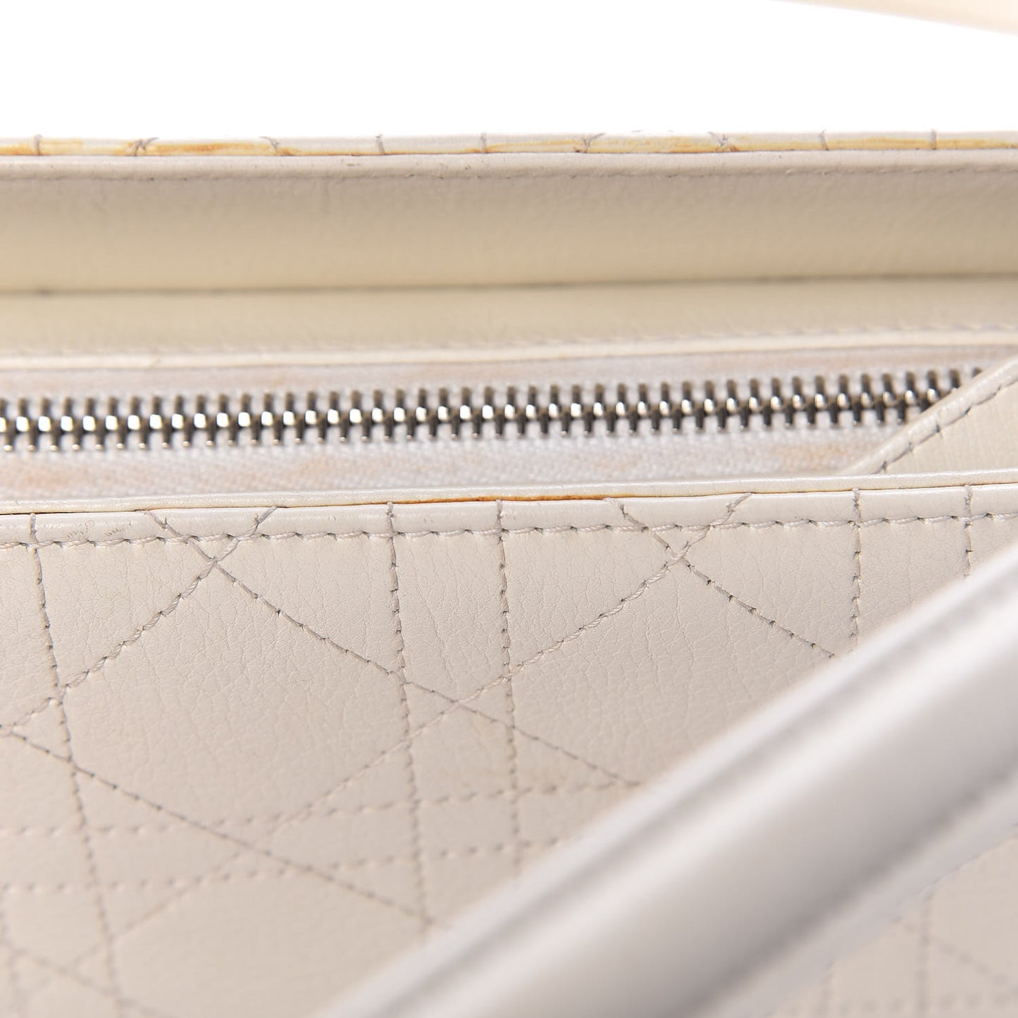 Calfskin Cannage Stitched East West Lady Dior White