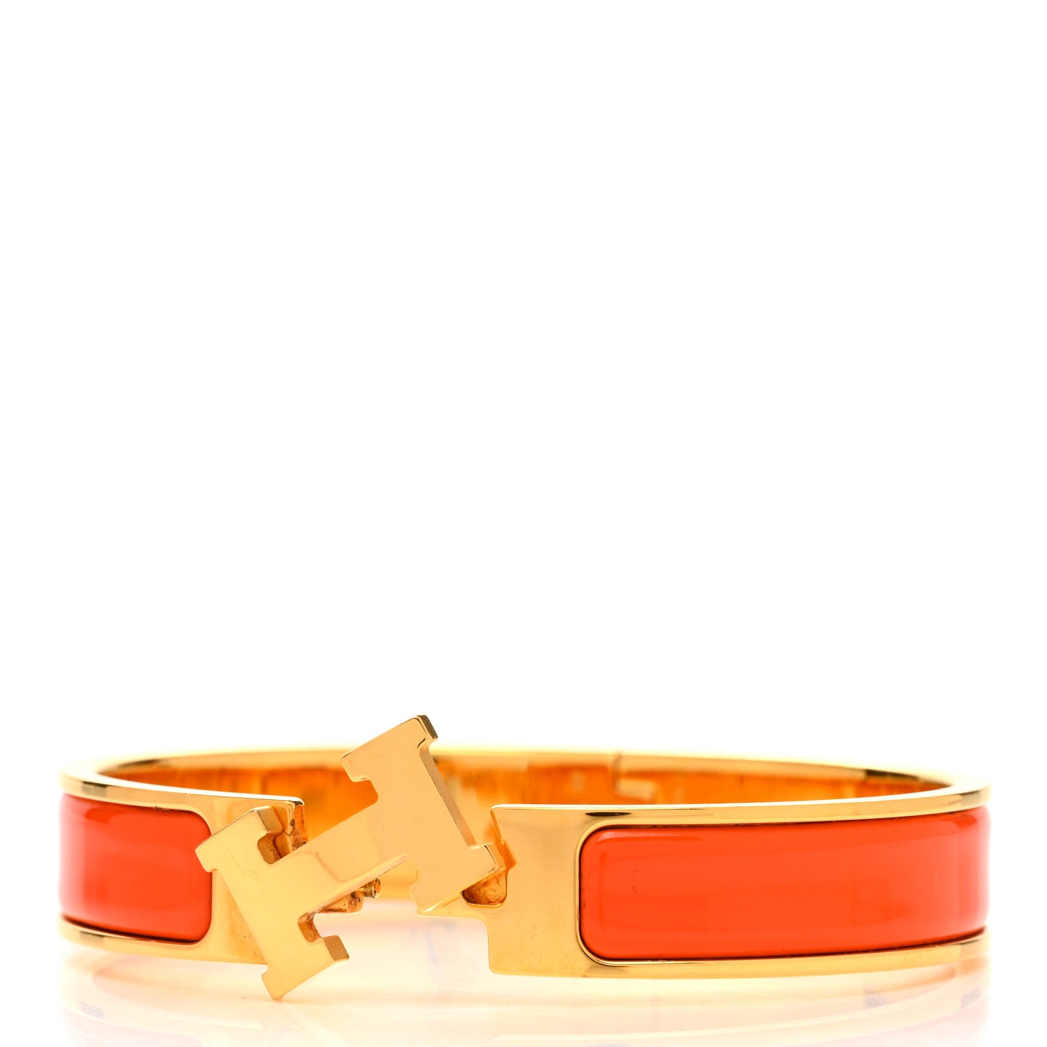 Hermes Enamel Narrow Clic Clac H Bracelet PM Orange 5 of 6