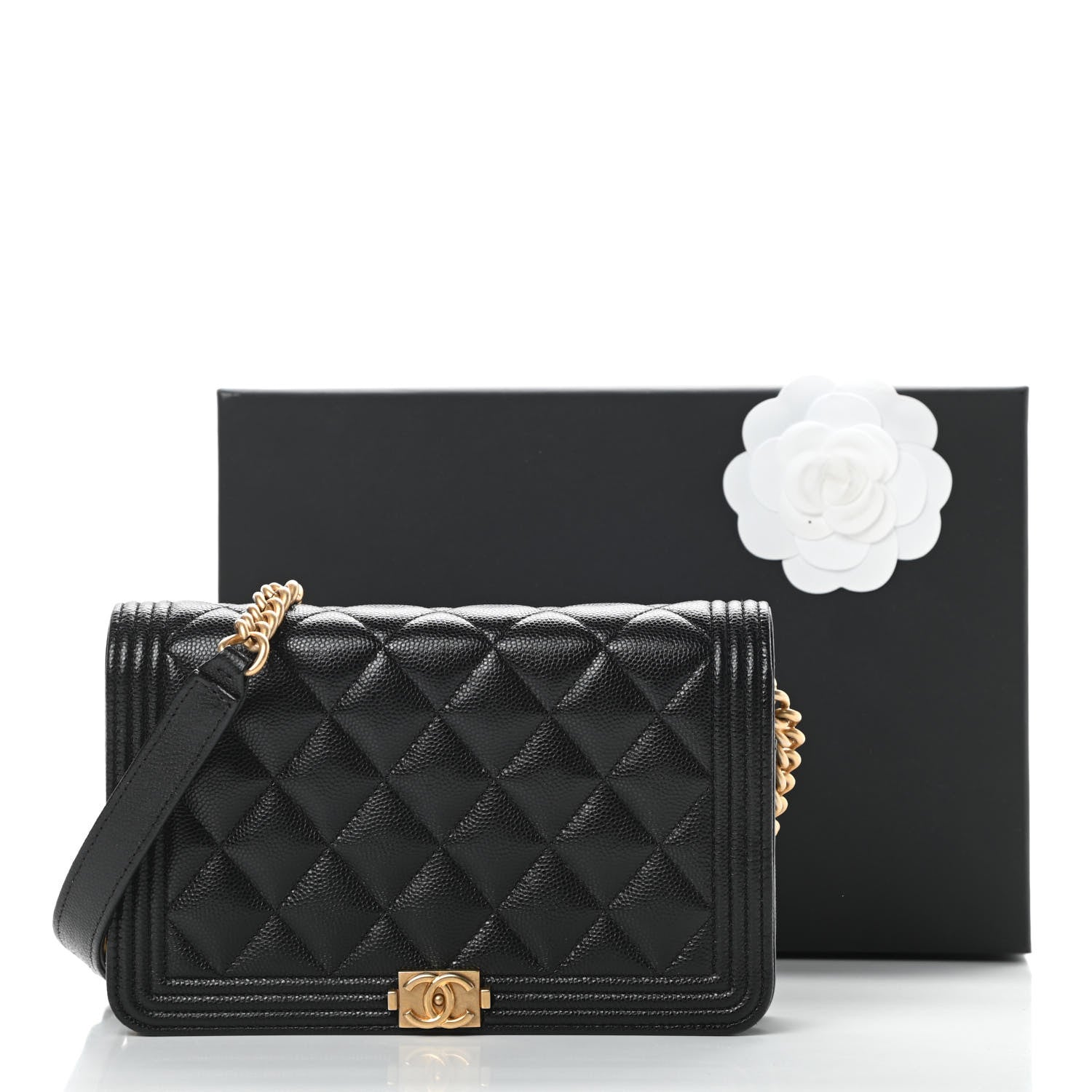 Chanel Caviar Quilted Boy Wallet On Chain WOC Black 13 of 13