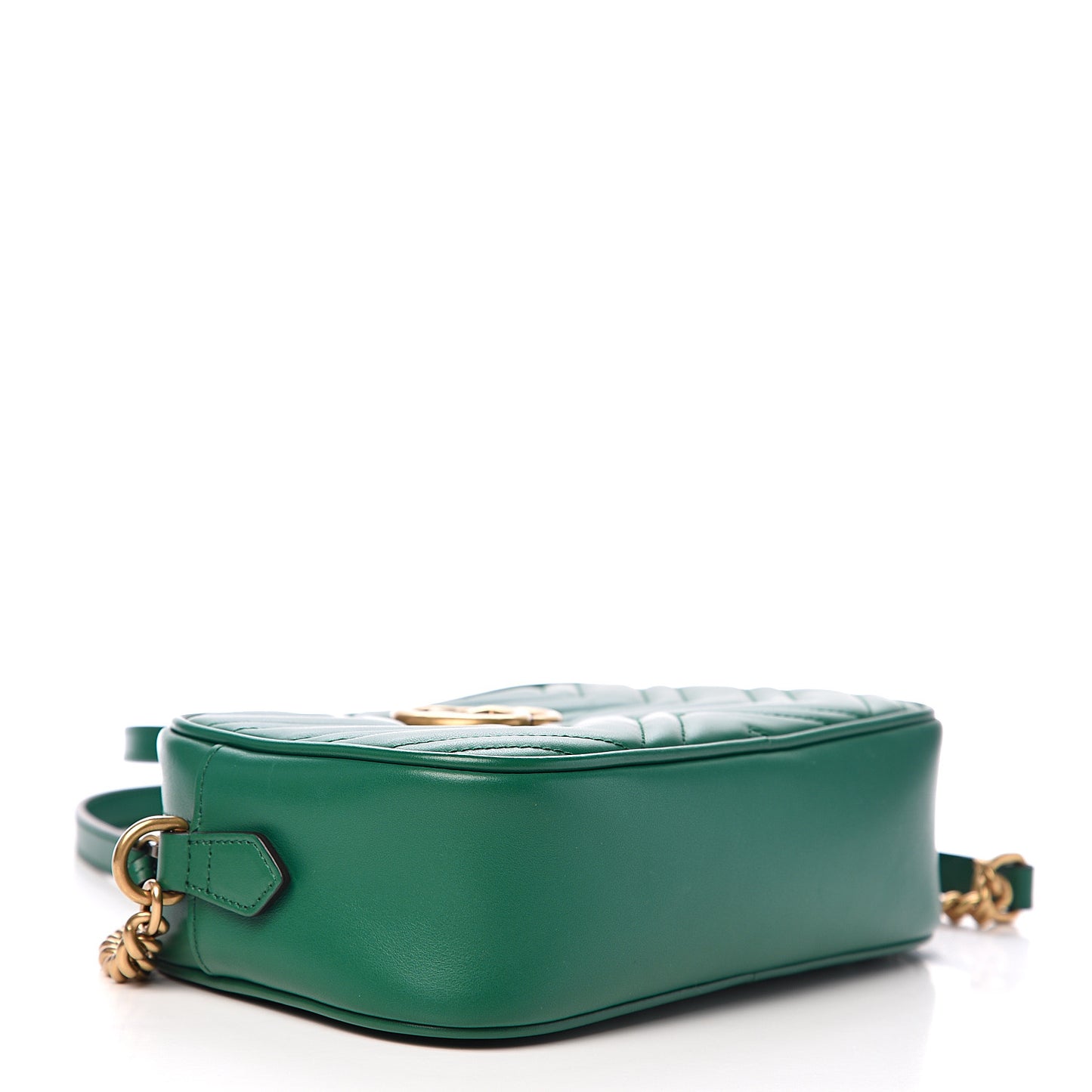 Calfskin Matelasse Small GG Marmont Chain Shoulder Bag Emerald Green