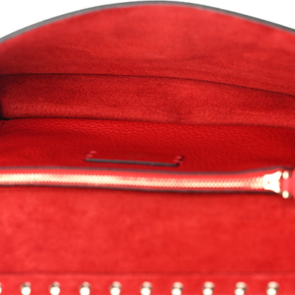 Valentino Garavani Pebble Calfskin Rockstud Side Slip Wristlet Clutch Rosso 5 of 9