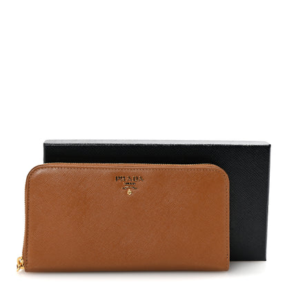 Prada Saffiano Zip Around Wallet Caramel 8 of 8