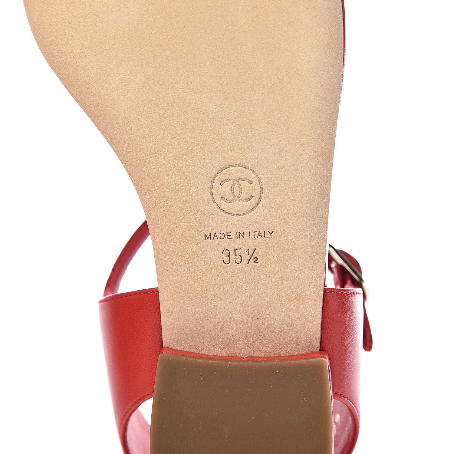 Chanel Lambskin Chain CC Logo Thong Sandals 35.5 Red 8 of 12