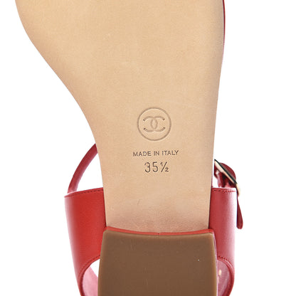 Chanel Lambskin Chain CC Logo Thong Sandals 35.5 Red 8 of 12