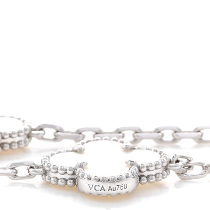 Van Cleef & Arpels 18K White Gold Mother of Pearl 10 Motifs Vintage Alhambra Necklace 4 of 5