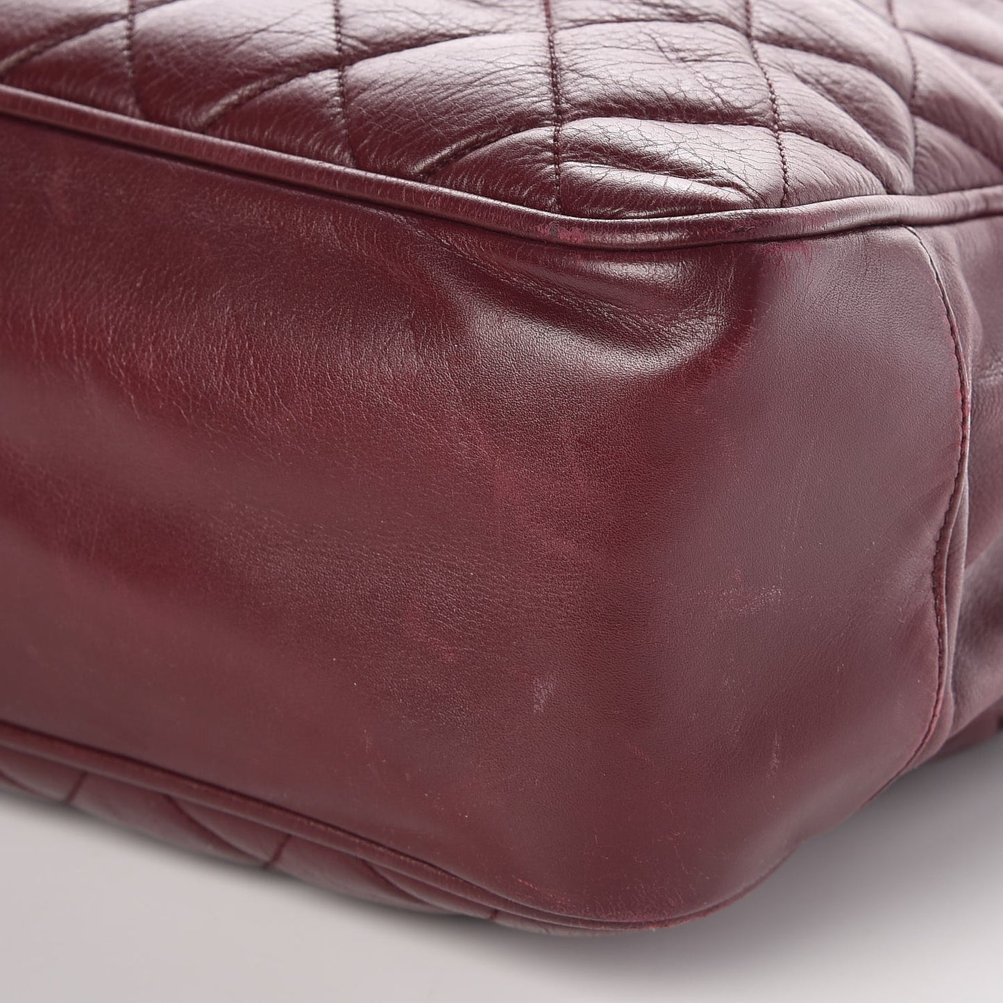 Calfskin Quilted Tote Burgundy