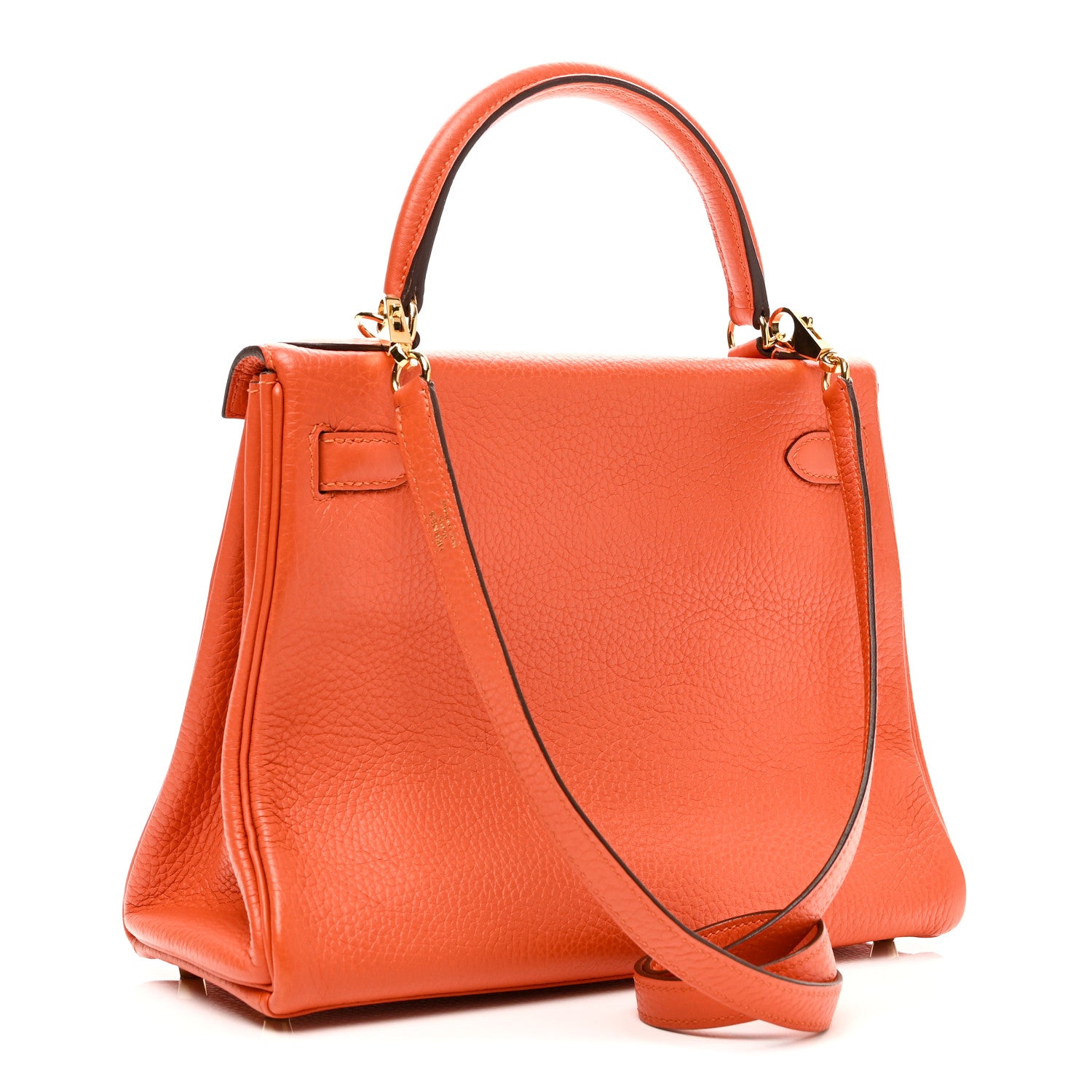 Hermes Taurillon Clemence Kelly Retourne 28 Orange 3 of 11