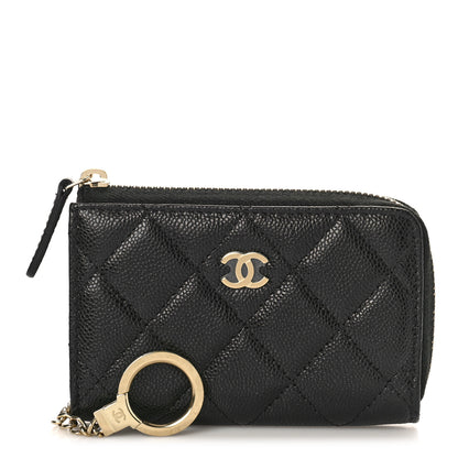 Chanel Caviar Quilted Zipped Key Holder Case Black 1 of 10
