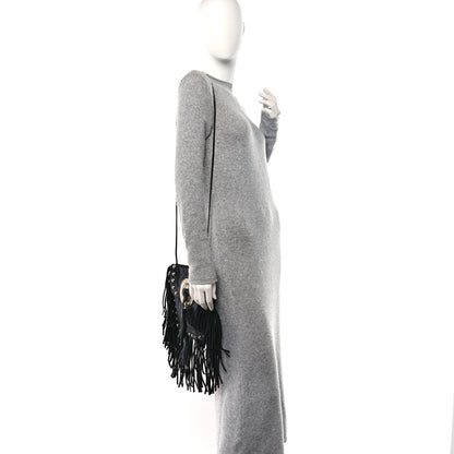 Saint Laurent Calfskin Fringe Small Studded Anita Crossbody Bag Black 2 of 12