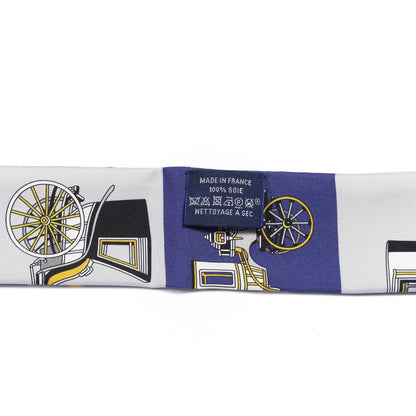 Hermes Silk Les Voitures Exquises Twilly Marine Gris Gold 4 of 4
