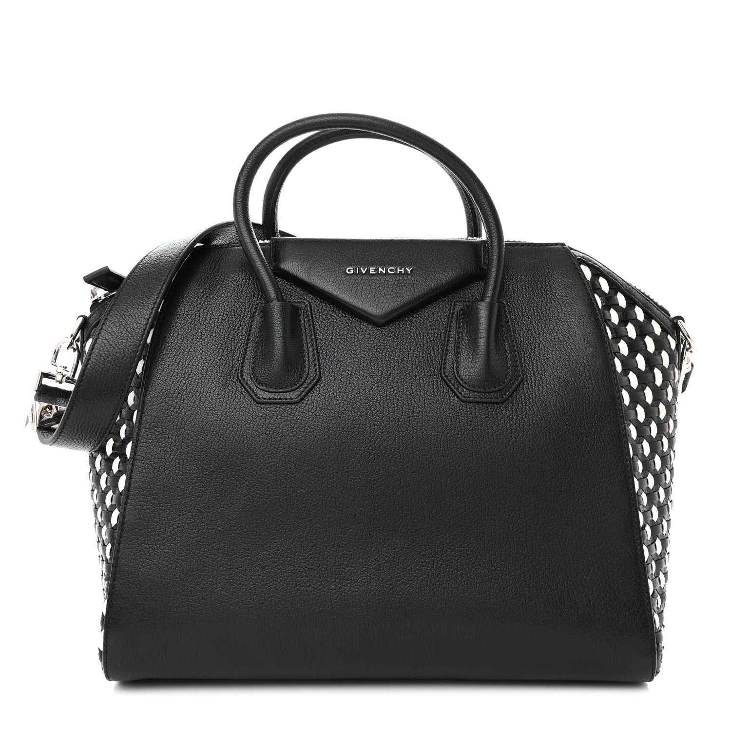 Givenchy Sugar Goatskin Woven Medium Antigona Black White 1 of 12