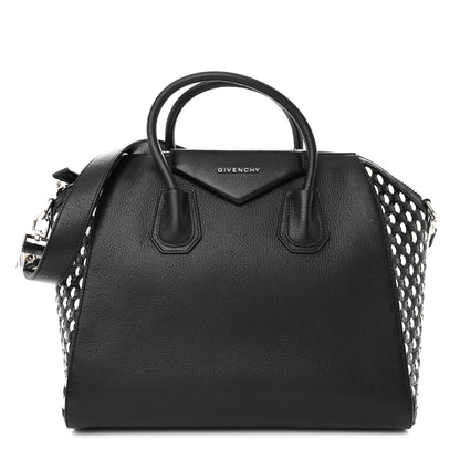 Givenchy Sugar Goatskin Woven Medium Antigona Black White 1 of 12