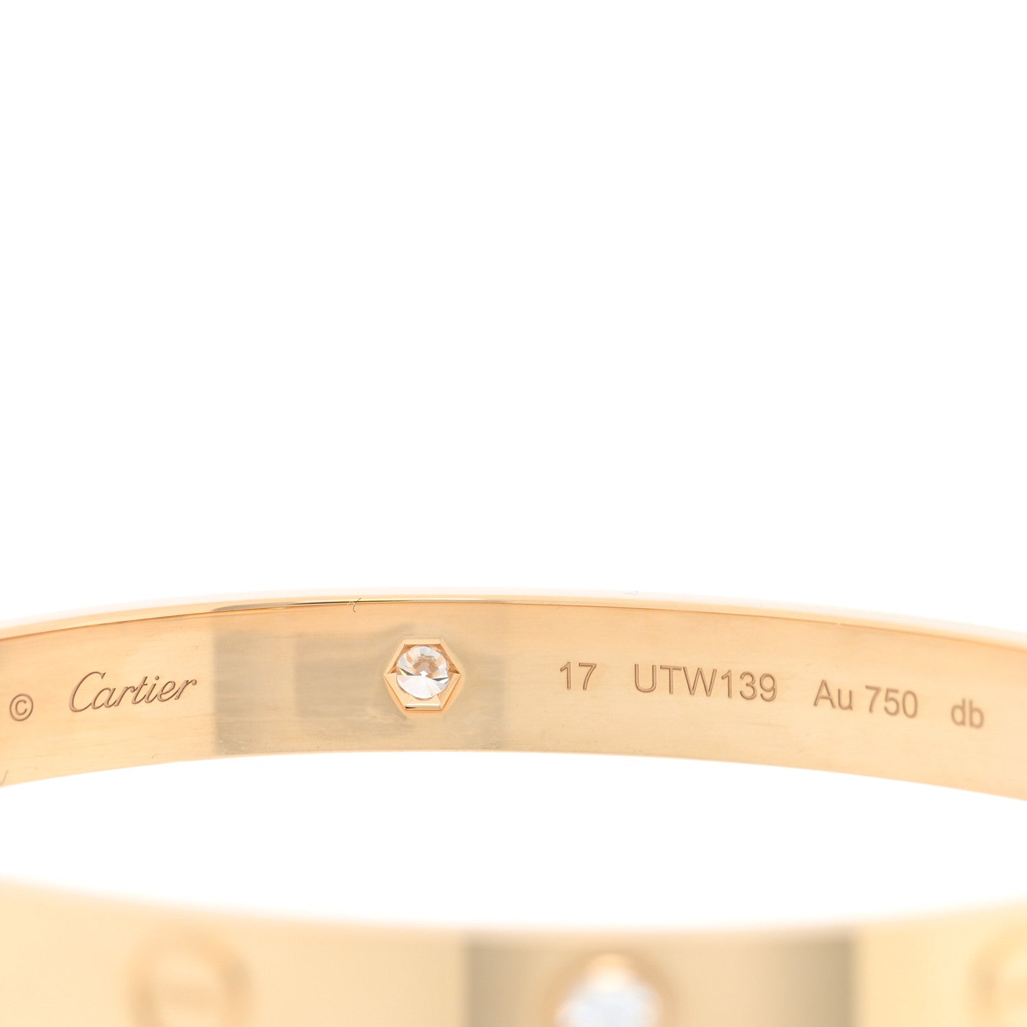 Cartier 18K Yellow Gold 4 Diamond LOVE Bracelet 17 2 of 6