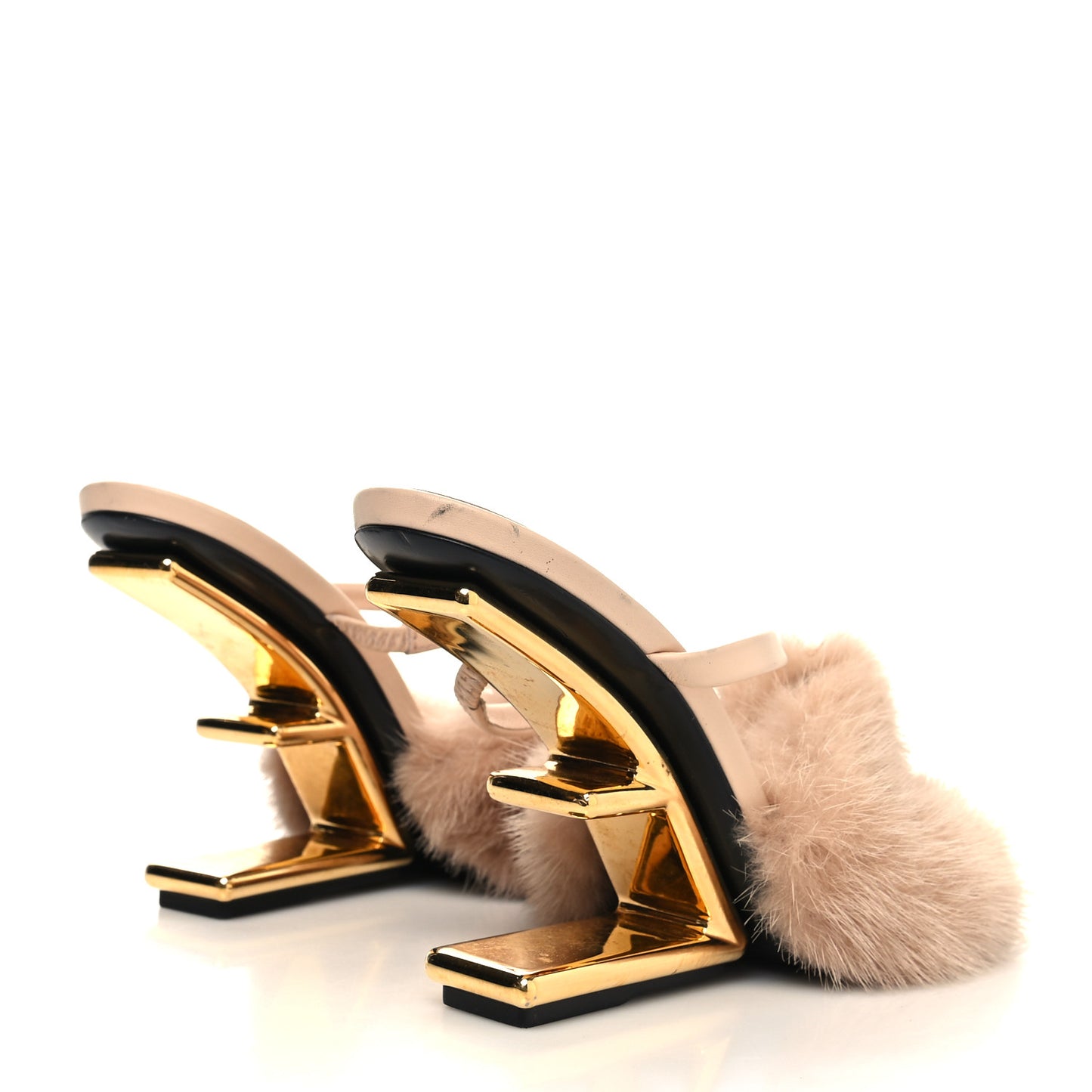 Mink Vitello Fendi First 95mm Slide Sandals 37 Pink