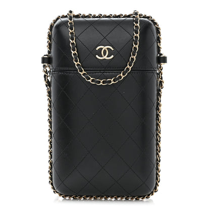 Chanel Lambskin Quilted Chain Around Phone Holder Black 1 of 10