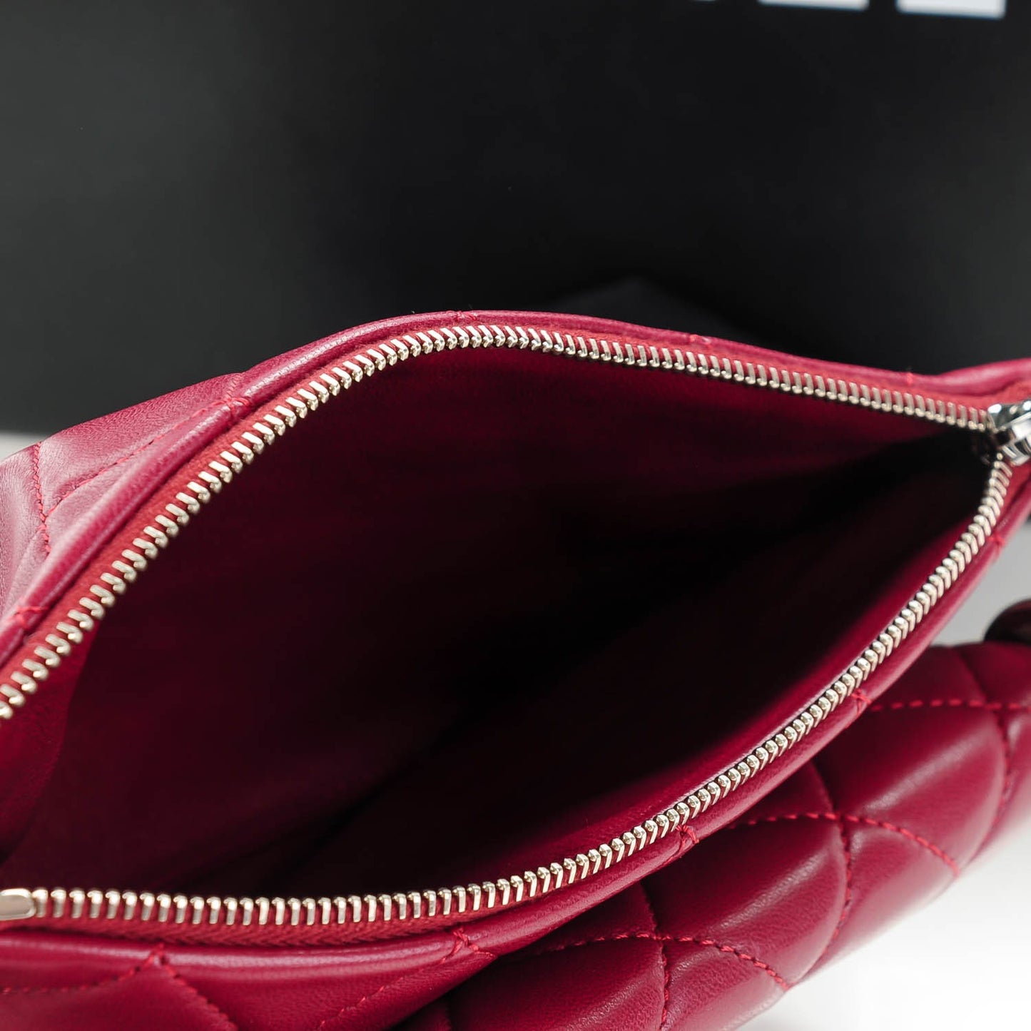 Lambskin Mineral Nights Flap Wristlet Dark Red