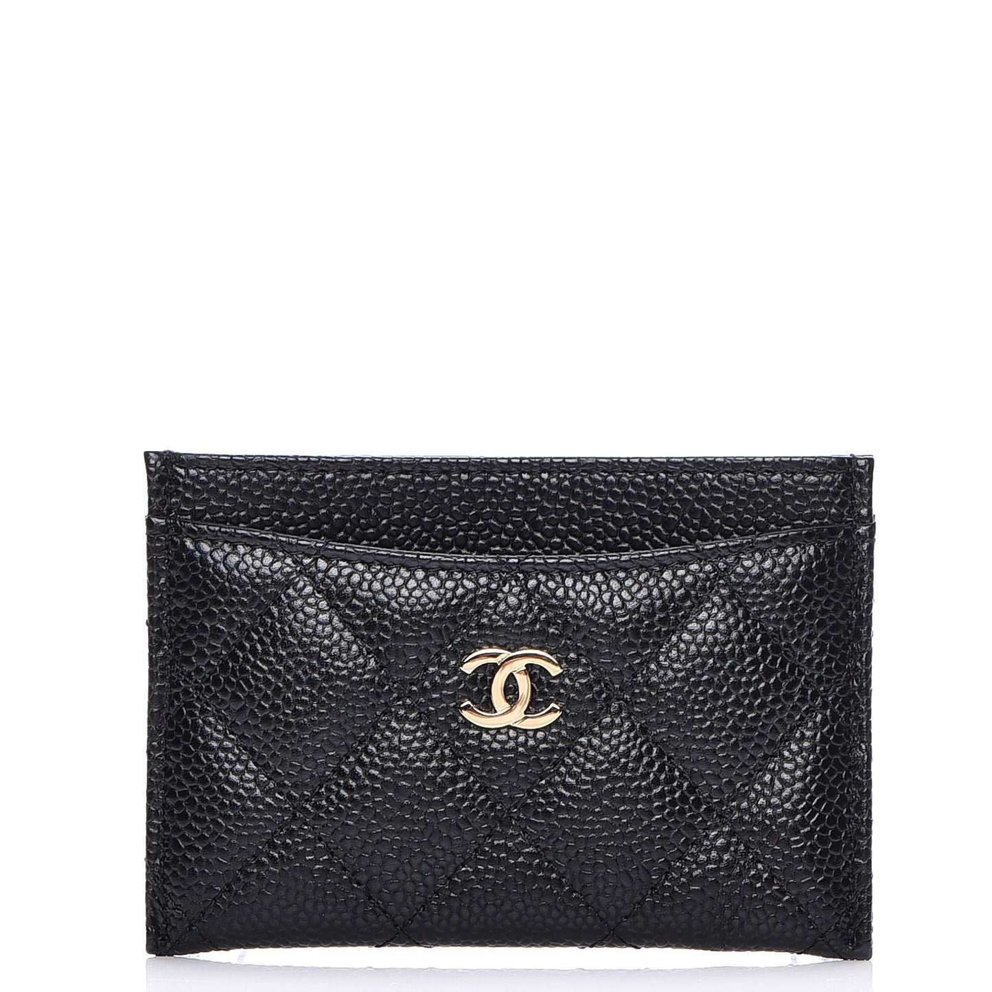 Caviar Quilted Card Holder Black