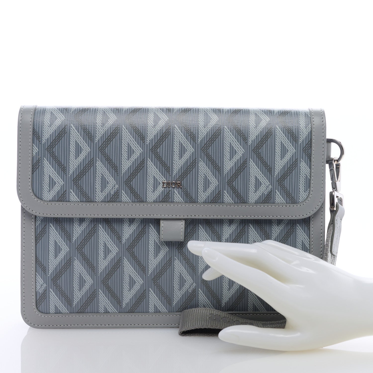 Christian Dior Coated Canvas CD Diamond Hit The Road A5 Pouch With Flap Gray 2 of 6