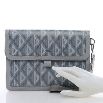 Christian Dior Coated Canvas CD Diamond Hit The Road A5 Pouch With Flap Gray 2 of 6